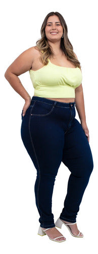 Calça Jeans Skinny Plus Size Básica Lycra Cintura Alta