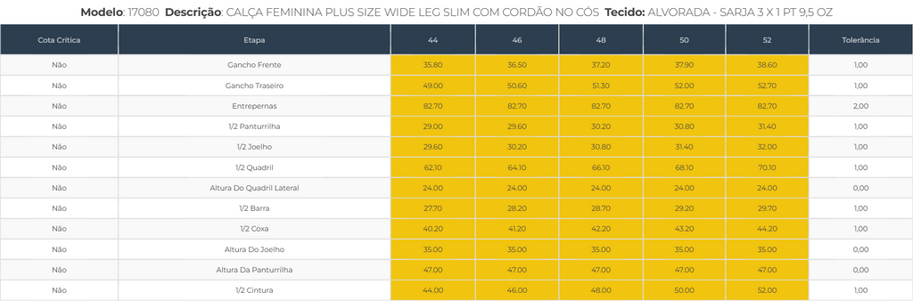 Calça Feminina Plus Size Wide Leg Slim com Cordão no Cós