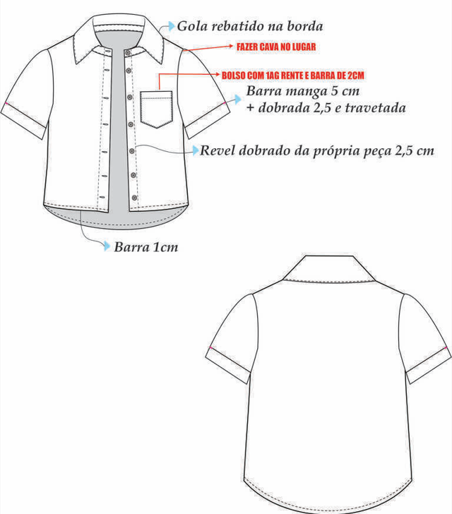 Camisa Feminino Manga Curta Básico Bolso Sarja Tencel Cambos