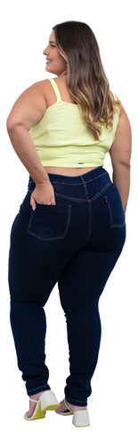 Calça Jeans Skinny Plus Size Básica Lycra Cintura Alta