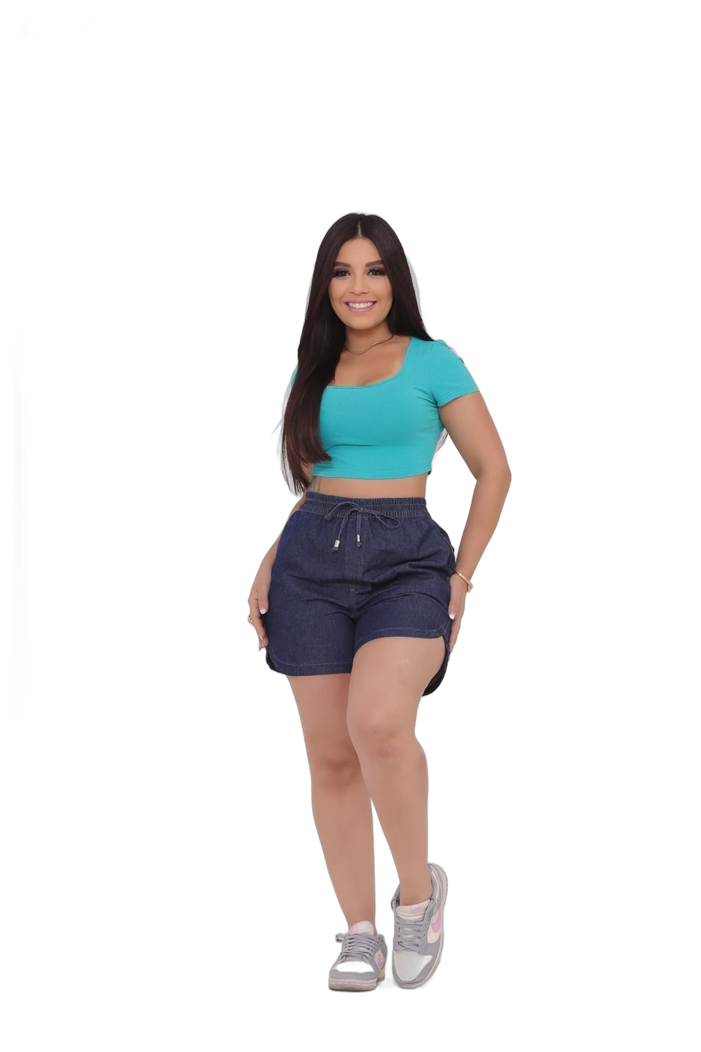 Short Jeans Soltinho com Amarração Feminino CAMBOS JEANS
