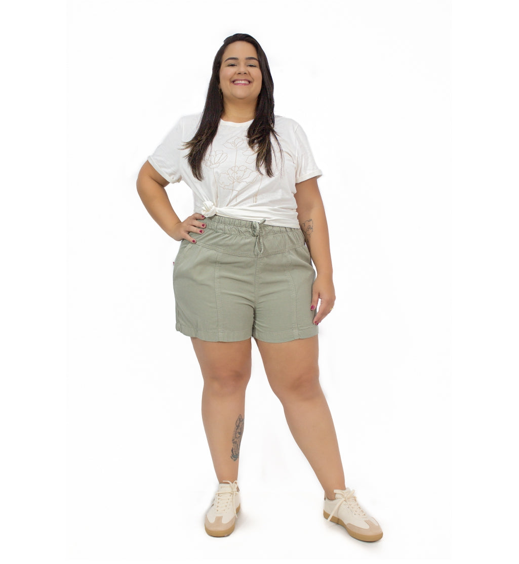 Shorts Feminino Plus Size Soltinha Elástico Cambos