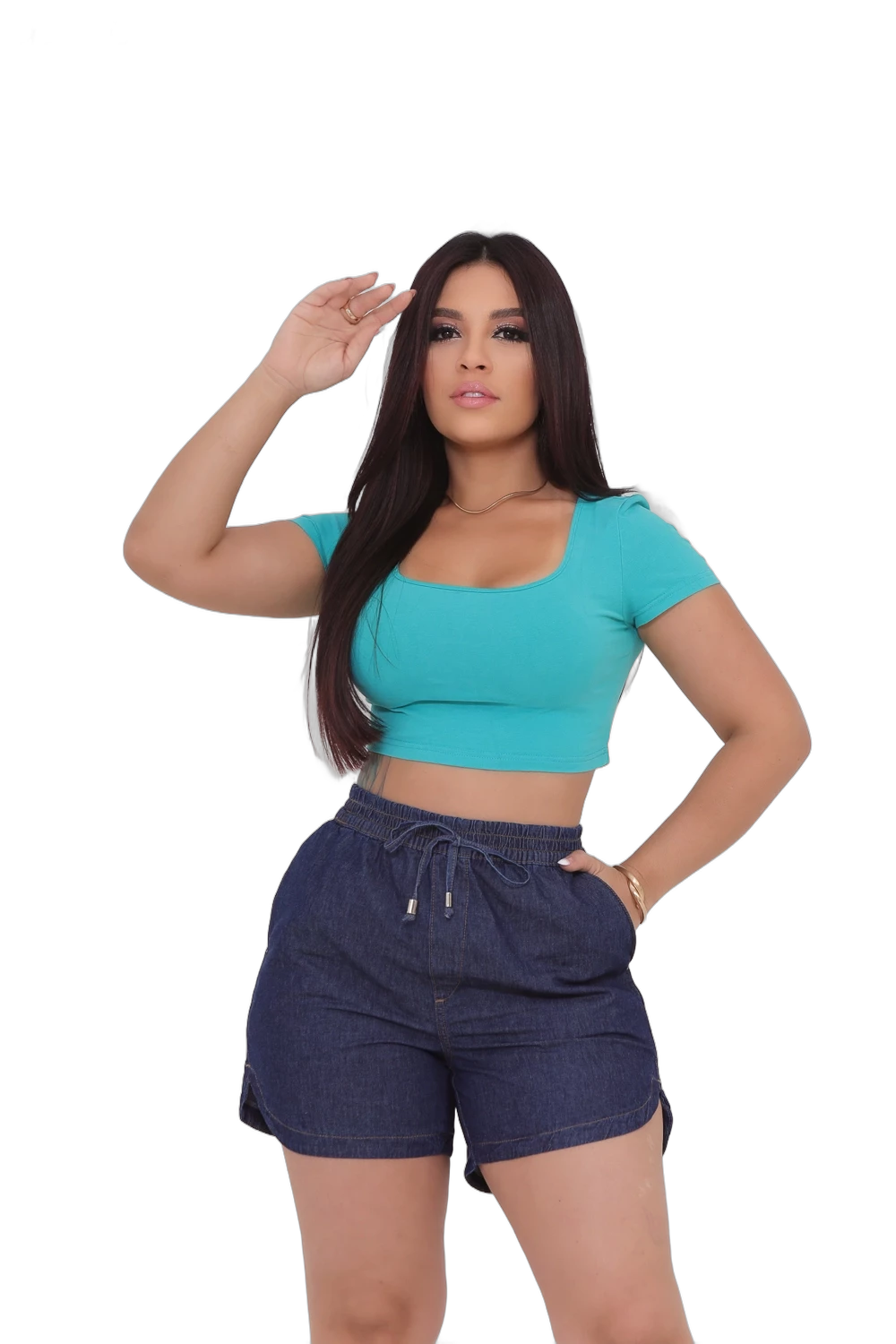 Short Jeans Soltinho com Amarração Feminino CAMBOS JEANS