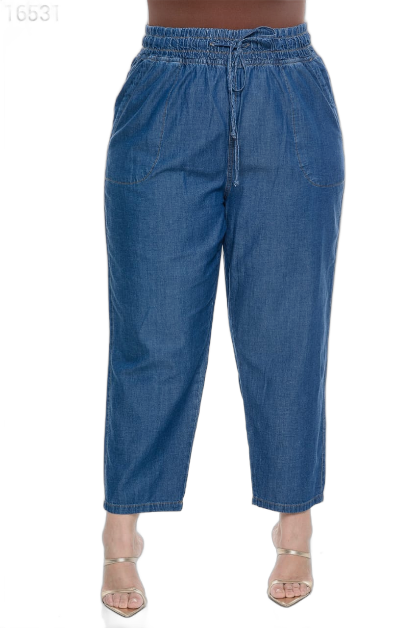 Calça Feminino Plus Size Jogger Tencel Cordão Tecido Cambos