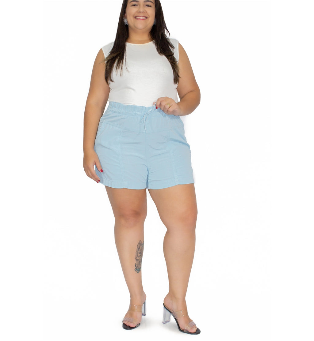 Shorts Feminino Plus Size Soltinha Elástico Cambos