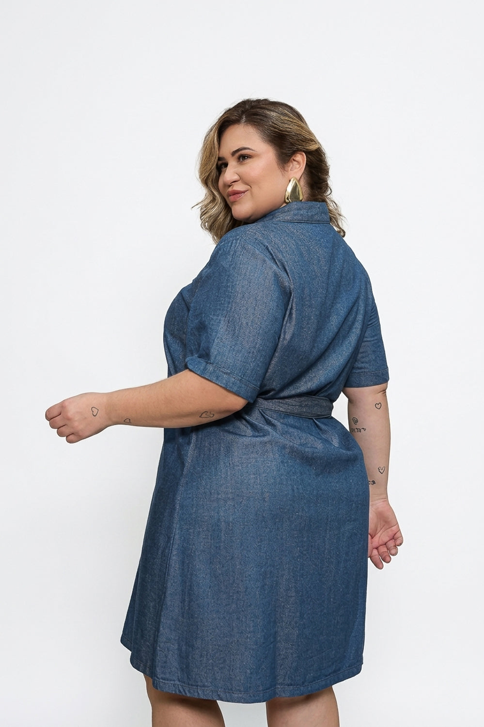 Vestido Midi Plus Size Tencel Cinto Do Próprio Tecido Cambos
