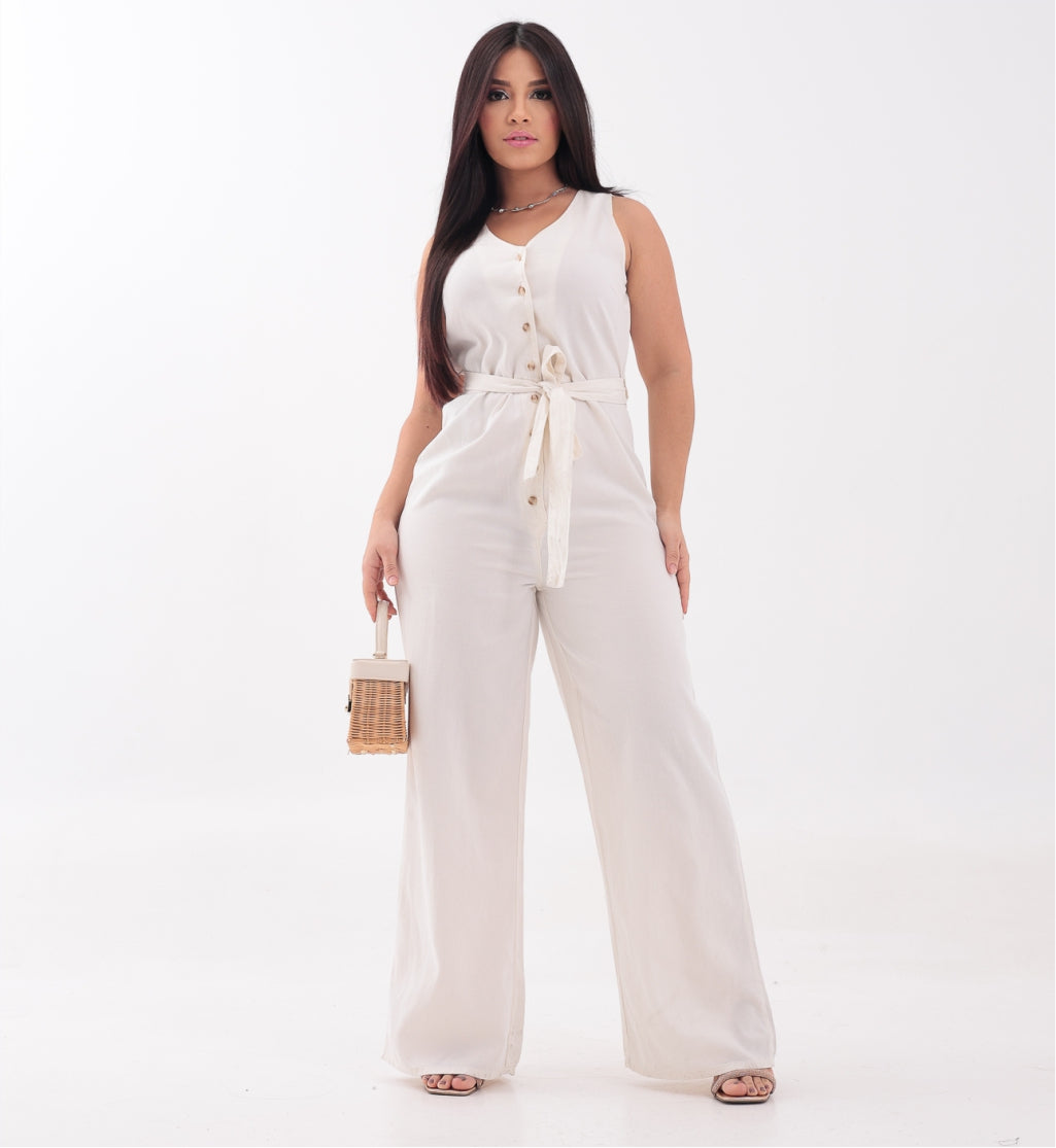 Macacão Pantalona com Cinto