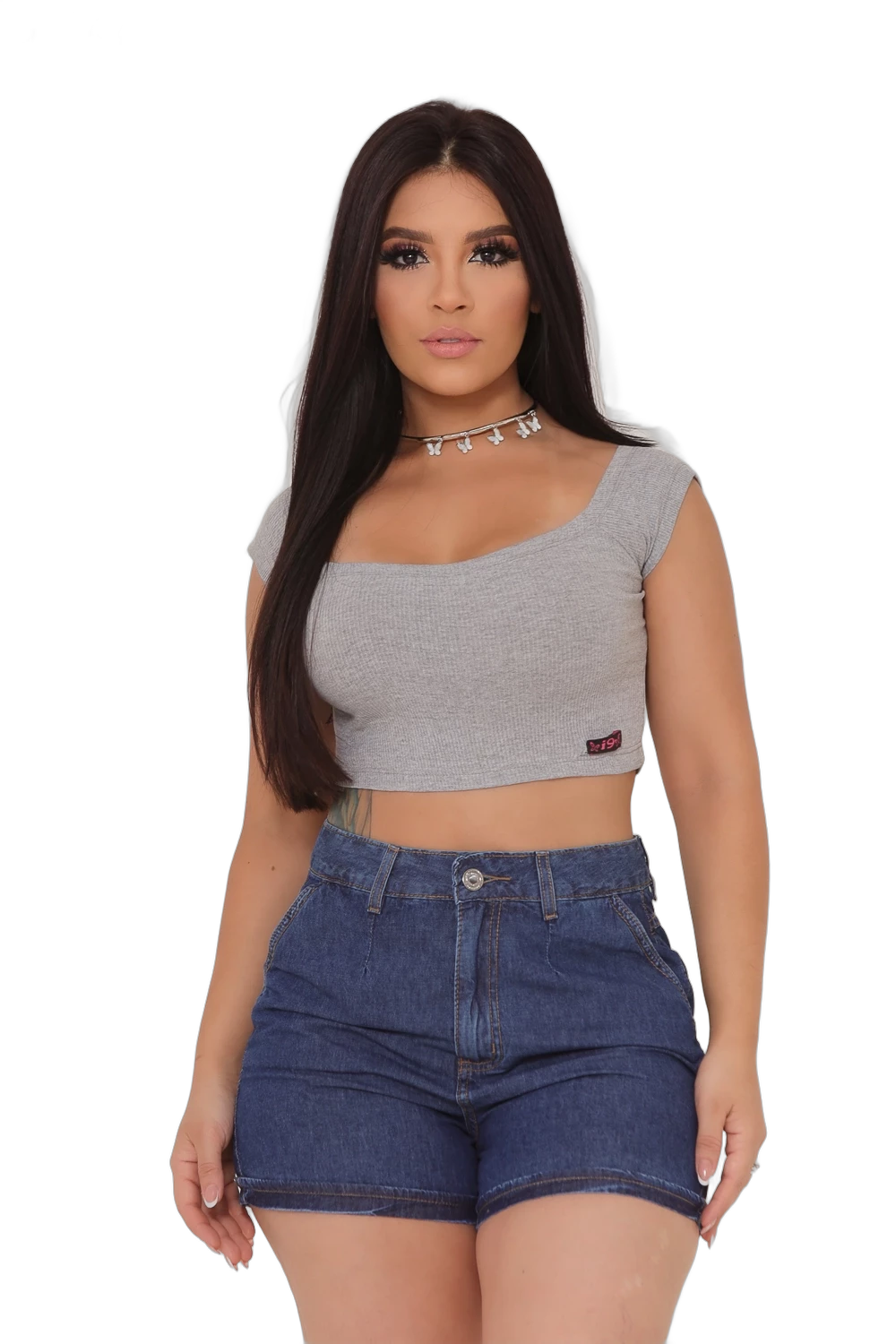 Short Sarja Curto com Bolso Faca e Barra Dobrada