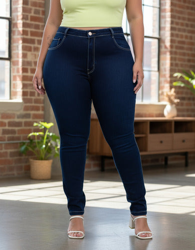 Calça Jeans Skinny Plus Size Básica Lycra Cintura Alta