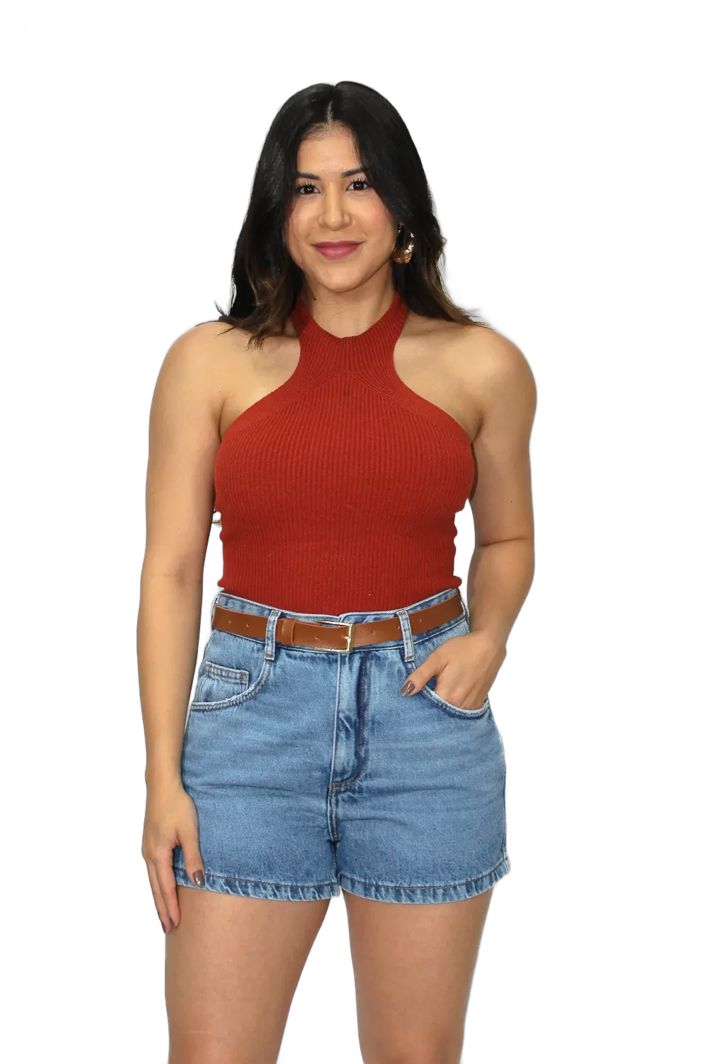 Short Jeans Curto Básico Feminino