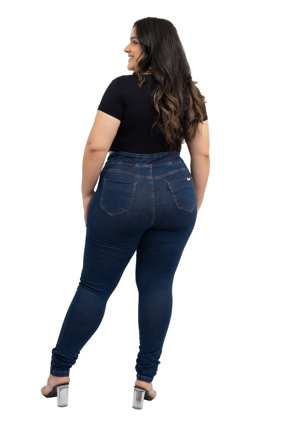 CALÇA JEGGING JEANS BÁSICA CINTURA ALTA FEMININA PLUS SIZE - CAMBOS JEANS