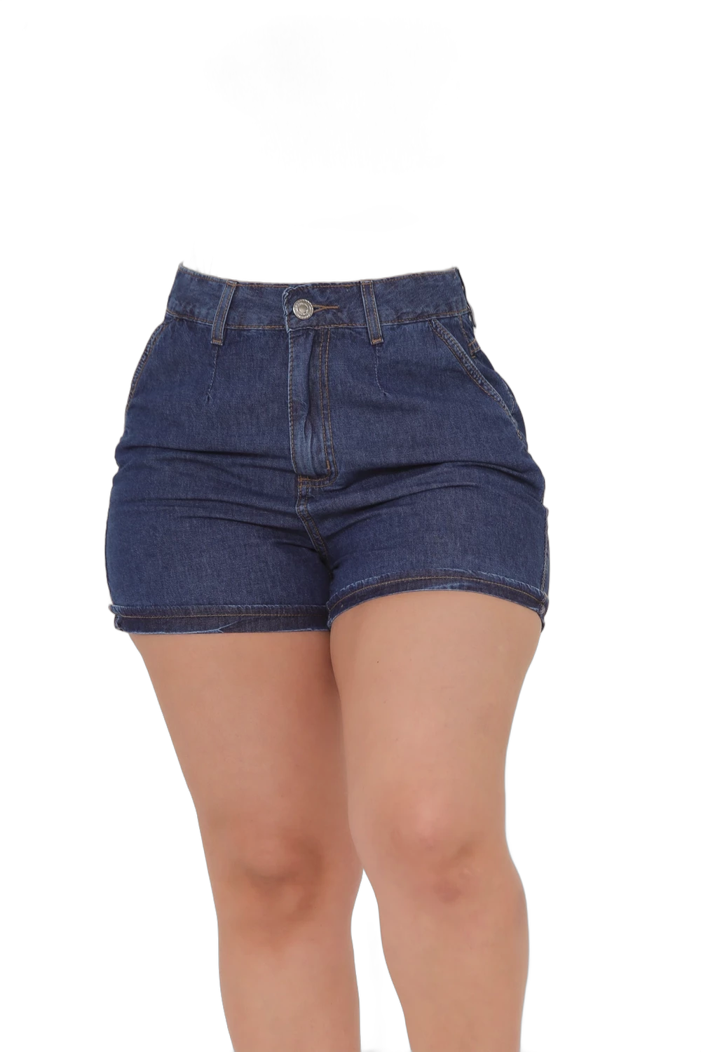 Short Sarja Curto com Bolso Faca e Barra Dobrada