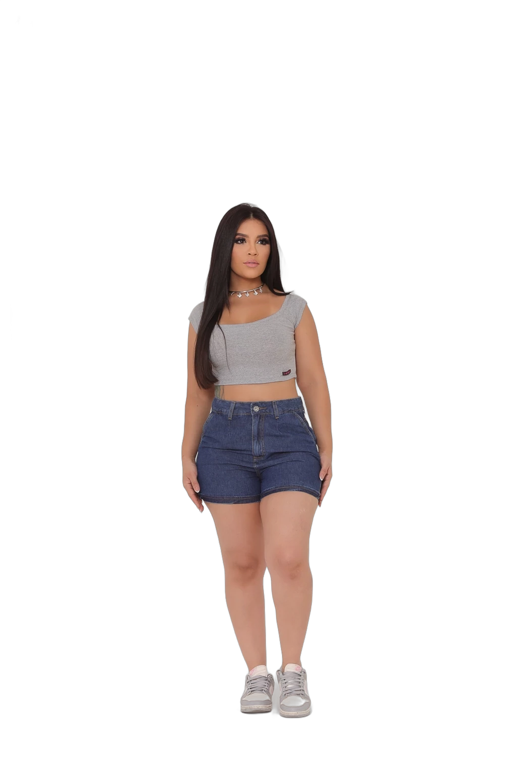 Short Sarja Curto com Bolso Faca e Barra Dobrada